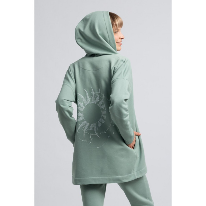 LA058 Unbuttoned hooded sweatshirt - mint