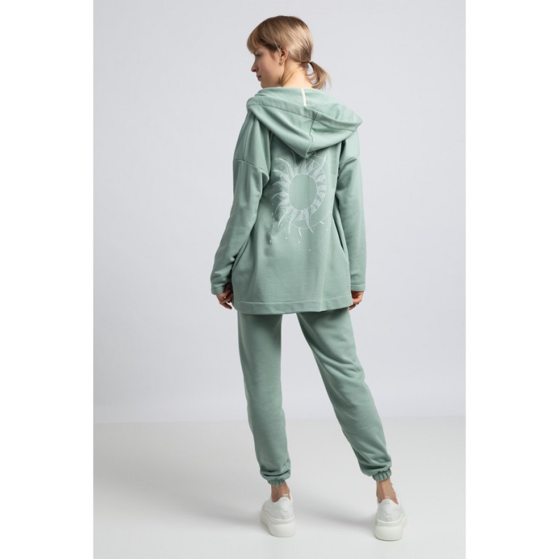 LA058 Unbuttoned hooded sweatshirt - mint