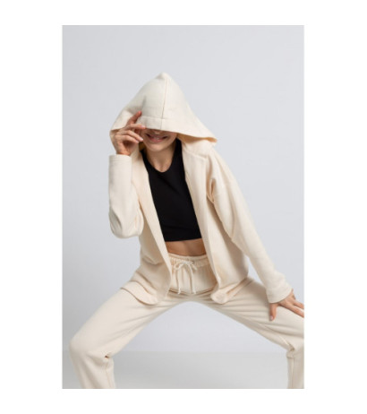 LA058 Unbuttoned hooded sweatshirt - vanilla