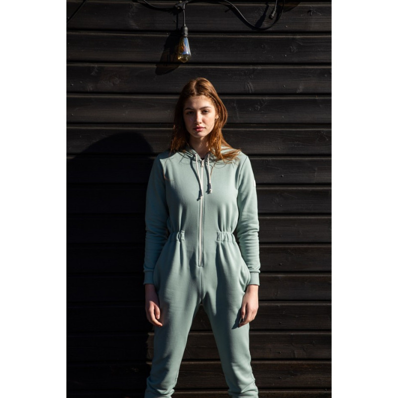 LA059 Jumpsuit with hood and zipper - mint