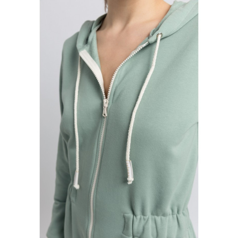 LA059 Jumpsuit with hood and zipper - mint