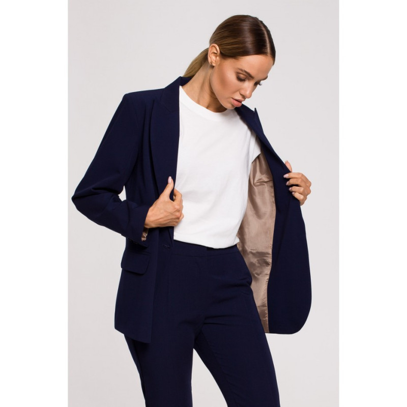 M602 Lined button-up jacket - navy blue