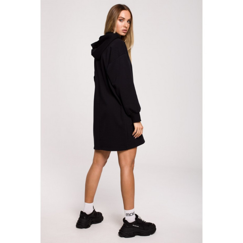 M615 Turtleneck and hooded dress - black