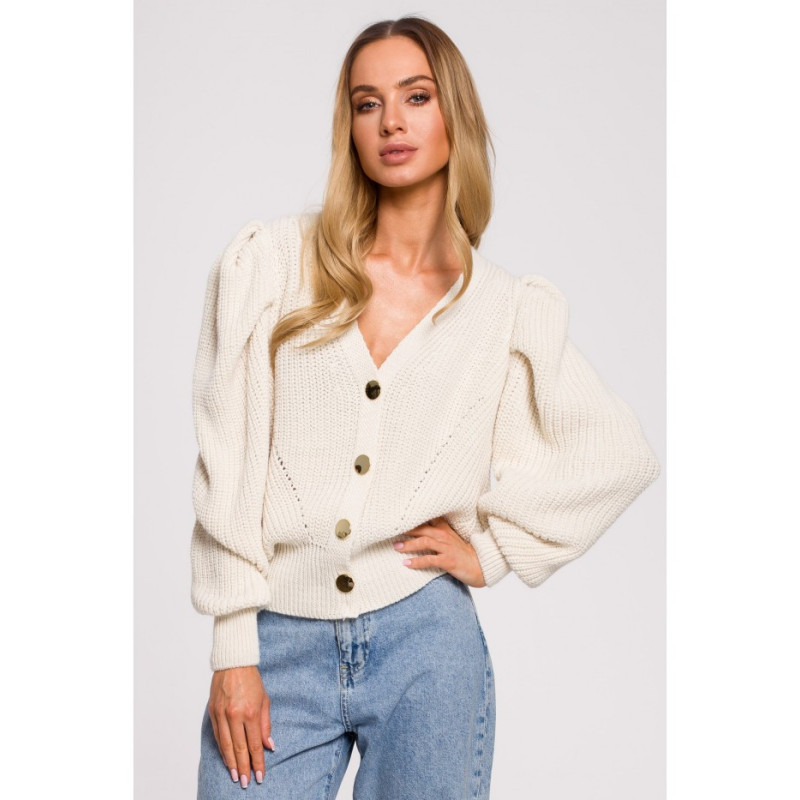 M629 Short cardigan with buffets - beige