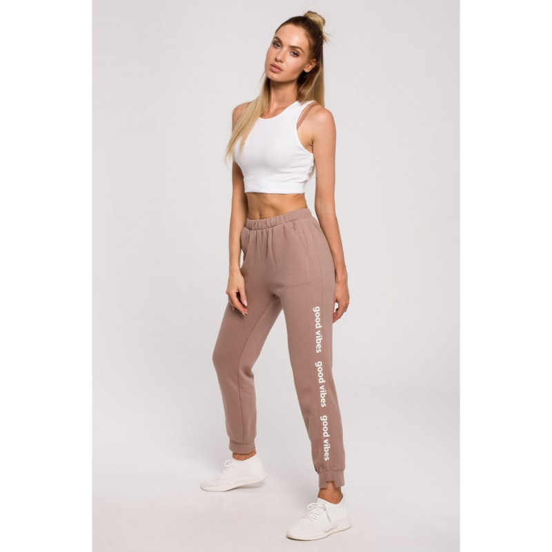 M621 GOOD VIBES logo pants - cappuccino