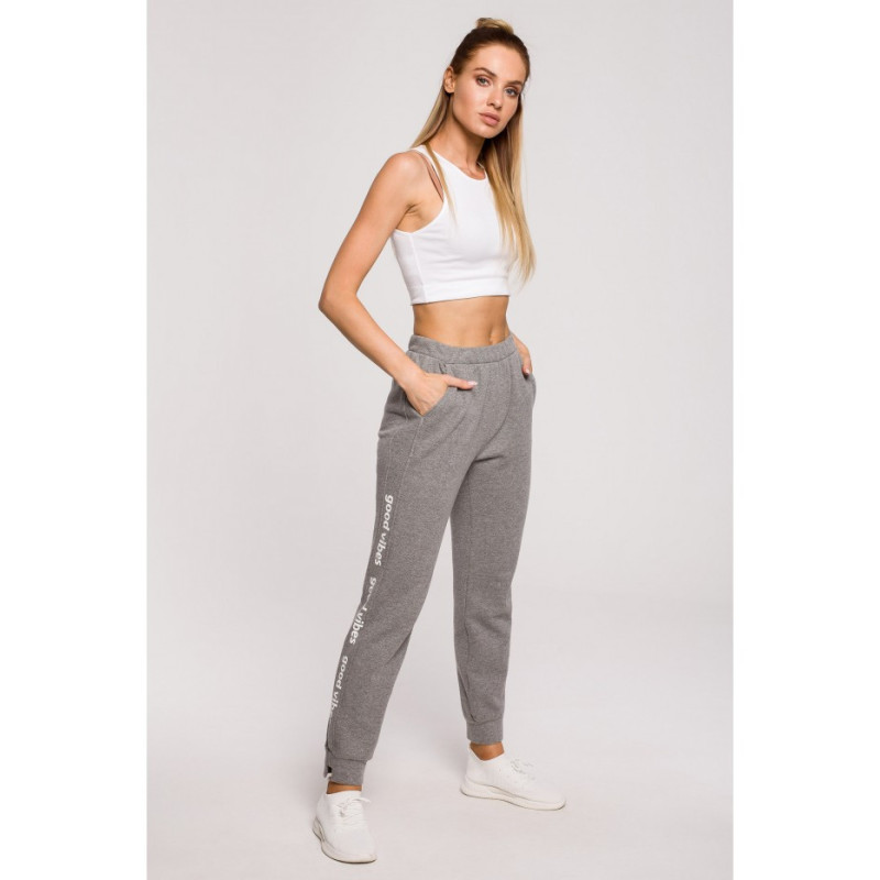 M621 GOOD VIBES logo pants - gray