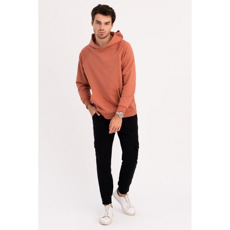 B198 UNISEX kangaroo hoodie - brick-red