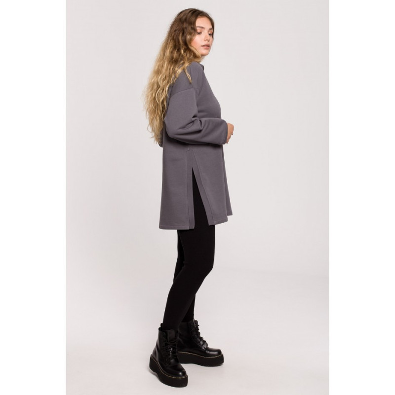 B201 Tunic blouse with zipper and struts - anthracite