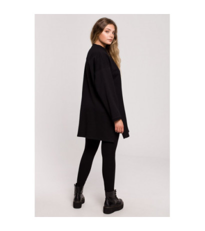 B201 Tunic blouse with zipper and slits - black