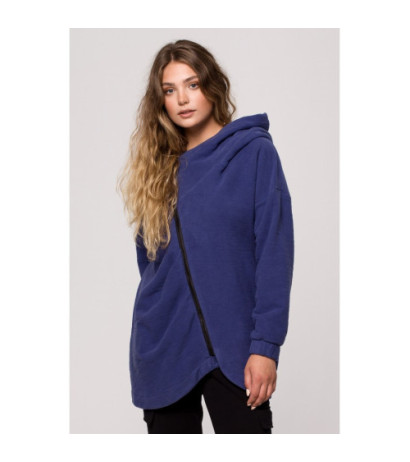 B203 Tunic blouse with collar and hood - indigo