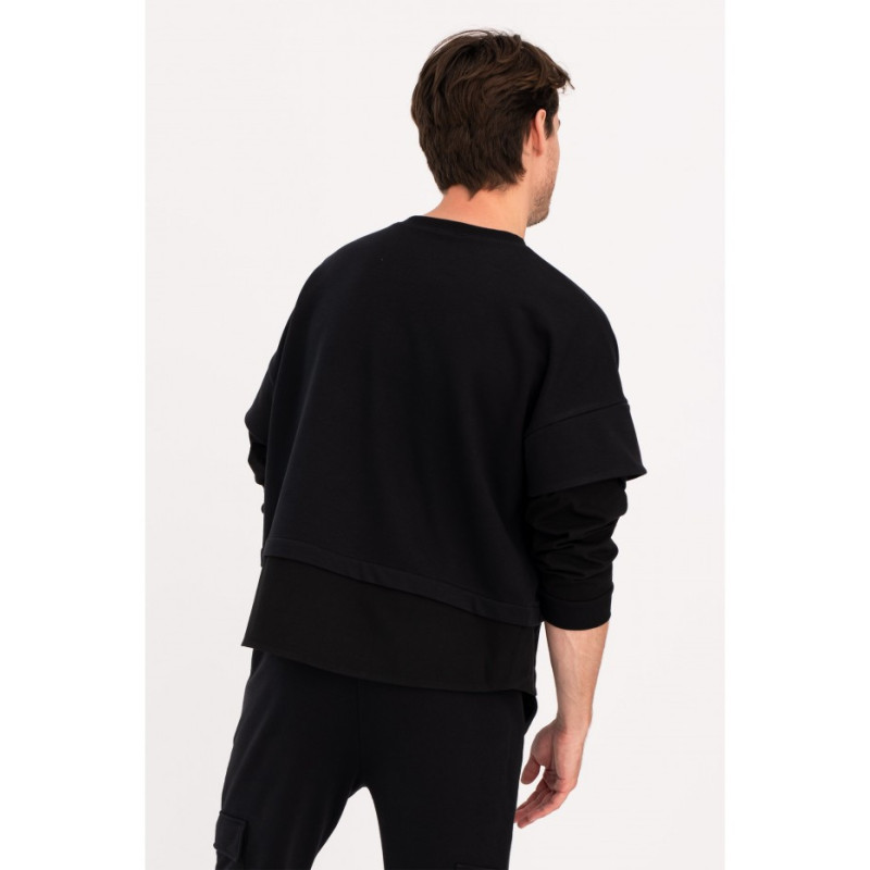 B205 UNISEX blouse with layered sleeves - black