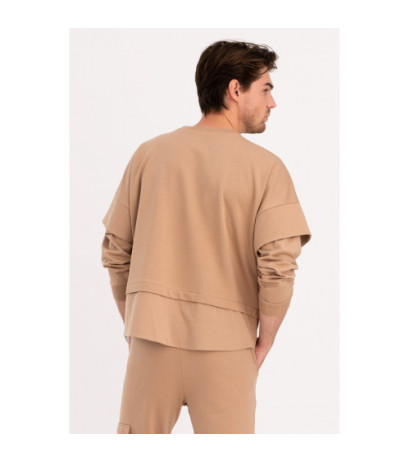 B205 UNISEX blouse with layered sleeves - walnut