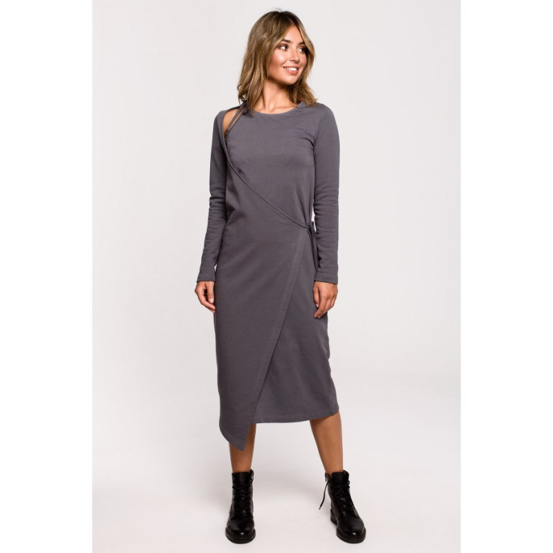 B206 Layered dress with tie - anthracite