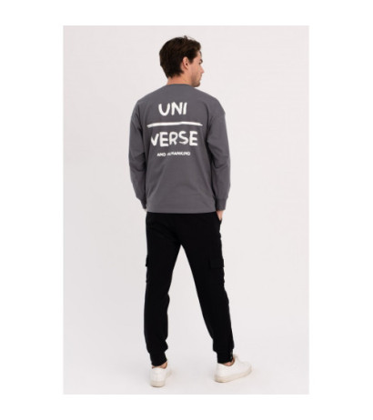 B212 UNISEX printed longsleeve- anthracite