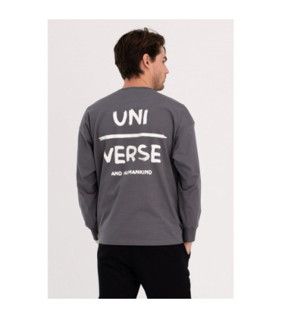 B212 UNISEX printed longsleeve- anthracite