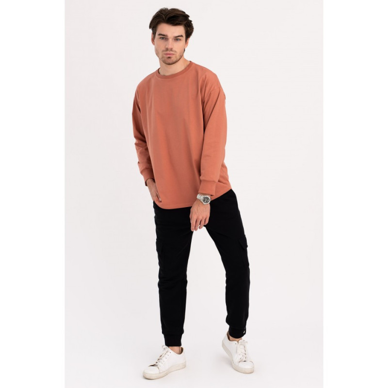 B212 UNISEX printed longsleeve - brick-red