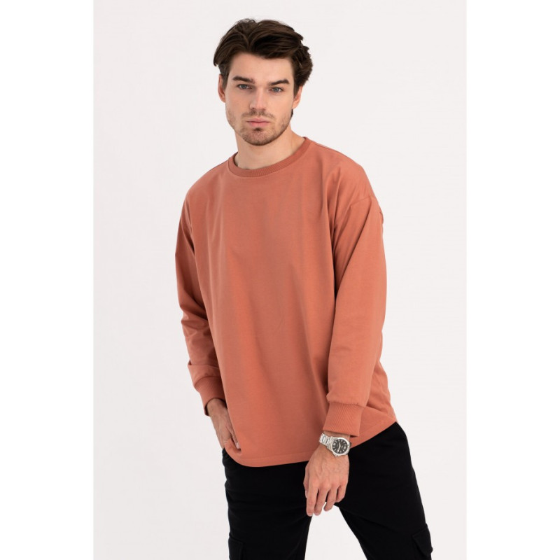 B212 UNISEX printed longsleeve - brick-red