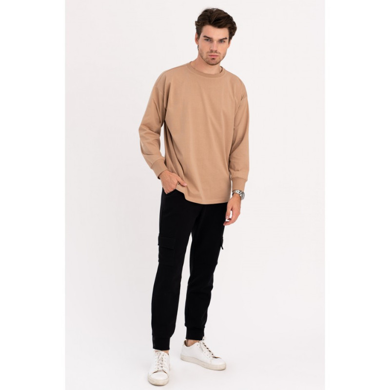 B212 UNISEX printed longsleeve - walnut