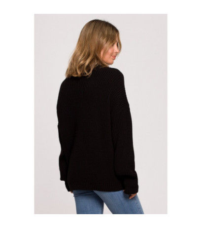 BK078 Sweater with half turtleneck - black