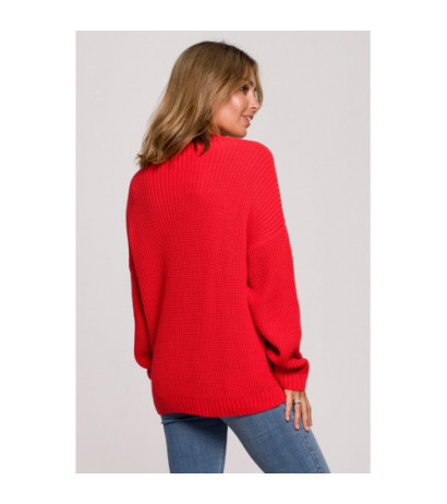 BK078 Sweater with half turtleneck - red