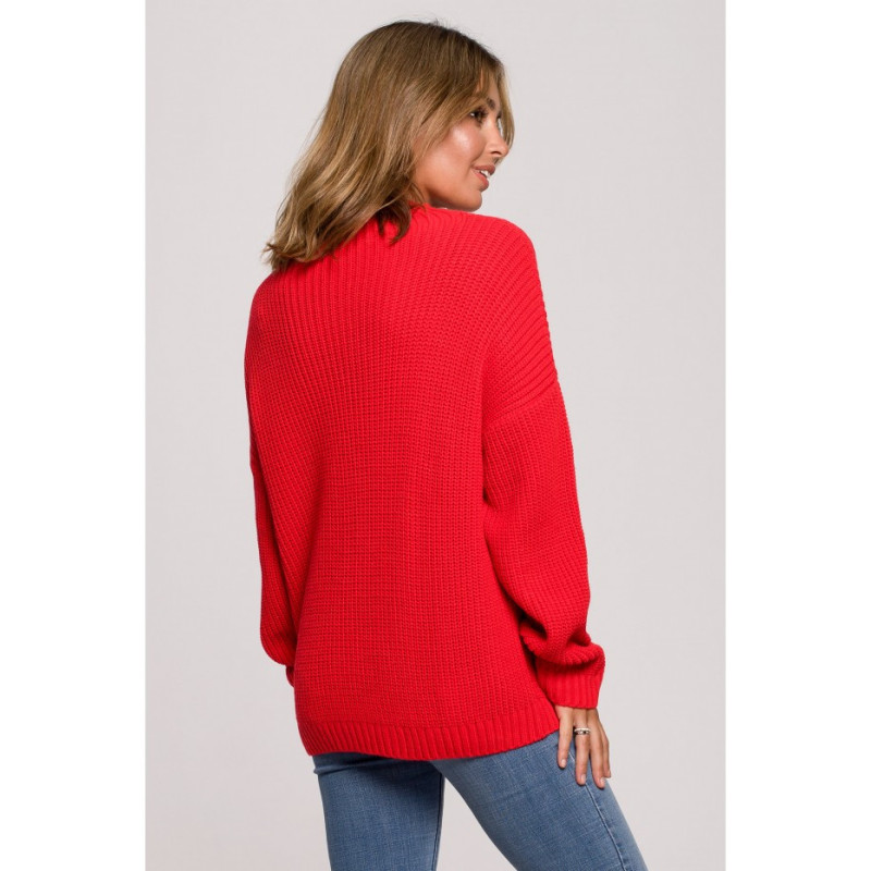 BK078 Sweater with half turtleneck - red