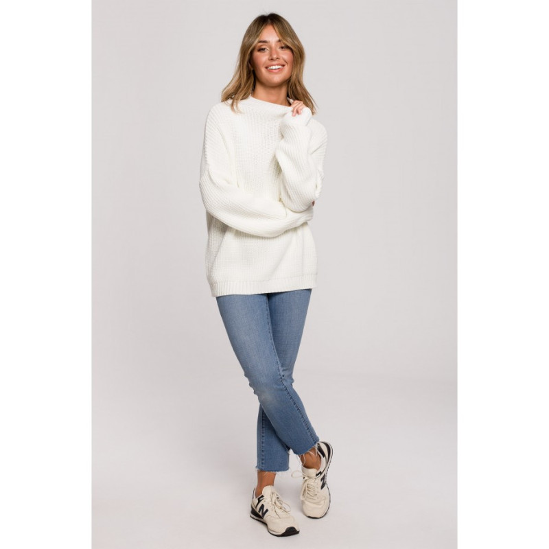 BK078 Sweater with half turtleneck - ecru