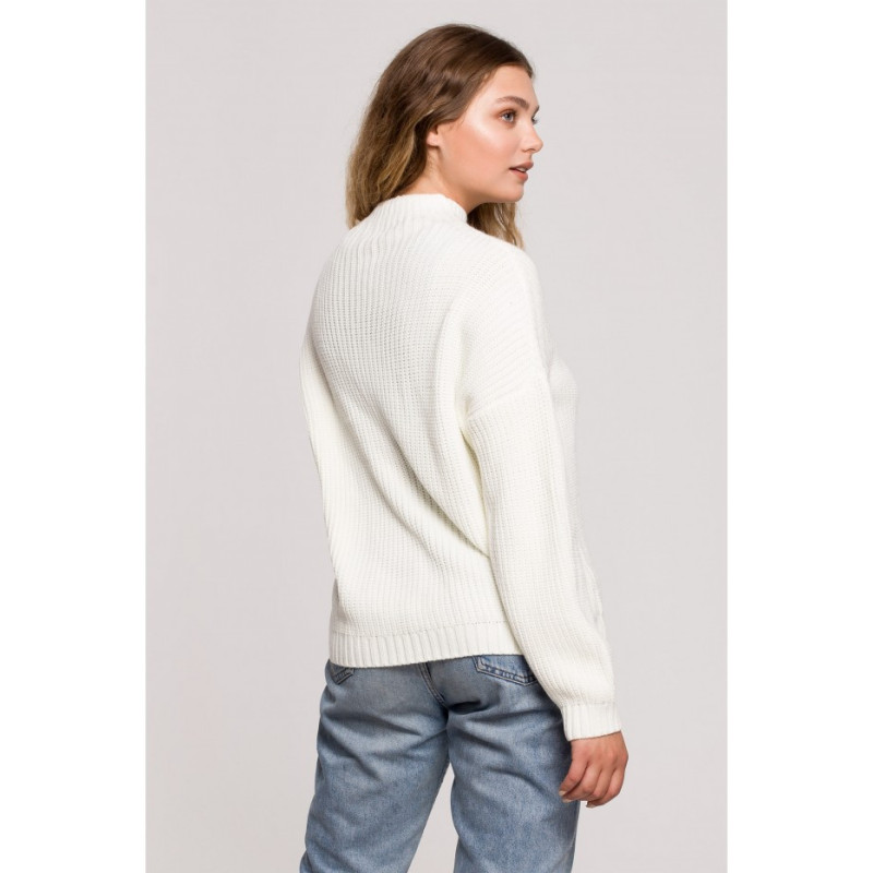 BK078 Sweater with half turtleneck - ecru