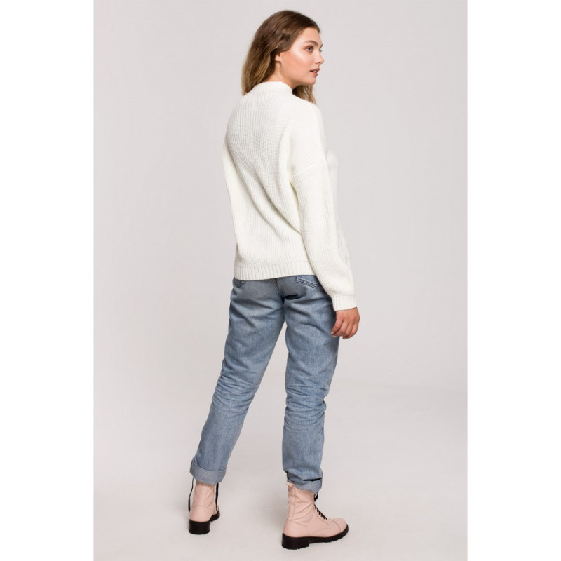 BK078 Sweater with half turtleneck - ecru