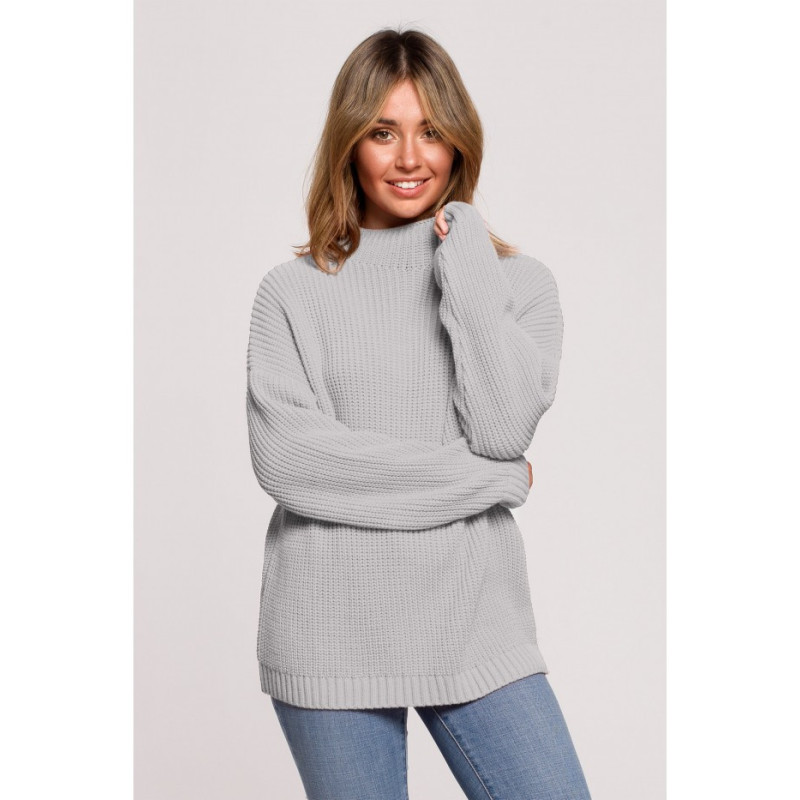 BK078 Sweater with half turtleneck - gray