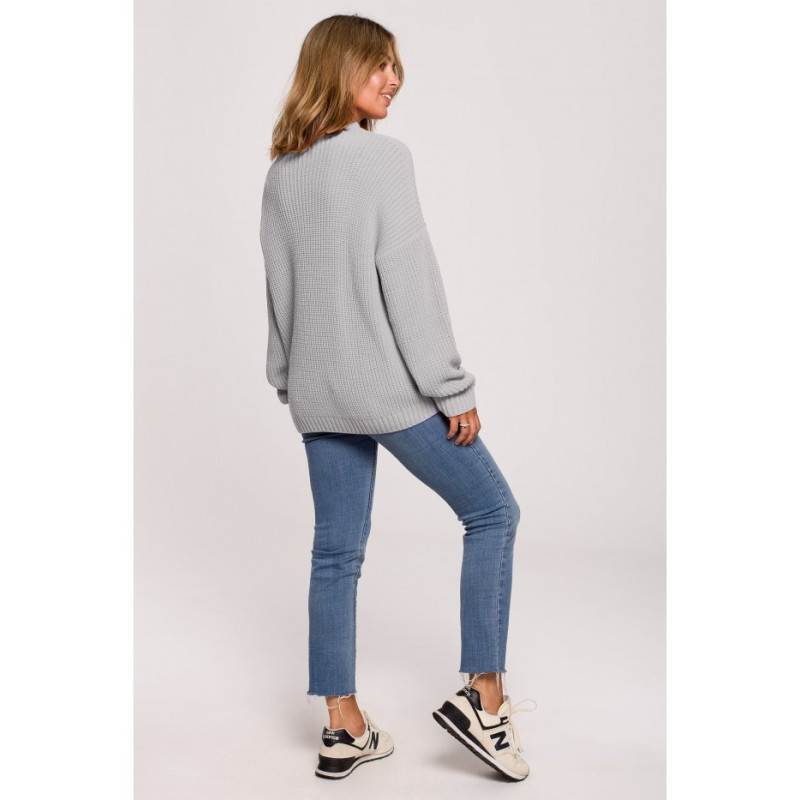 BK078 Sweater with half turtleneck - gray