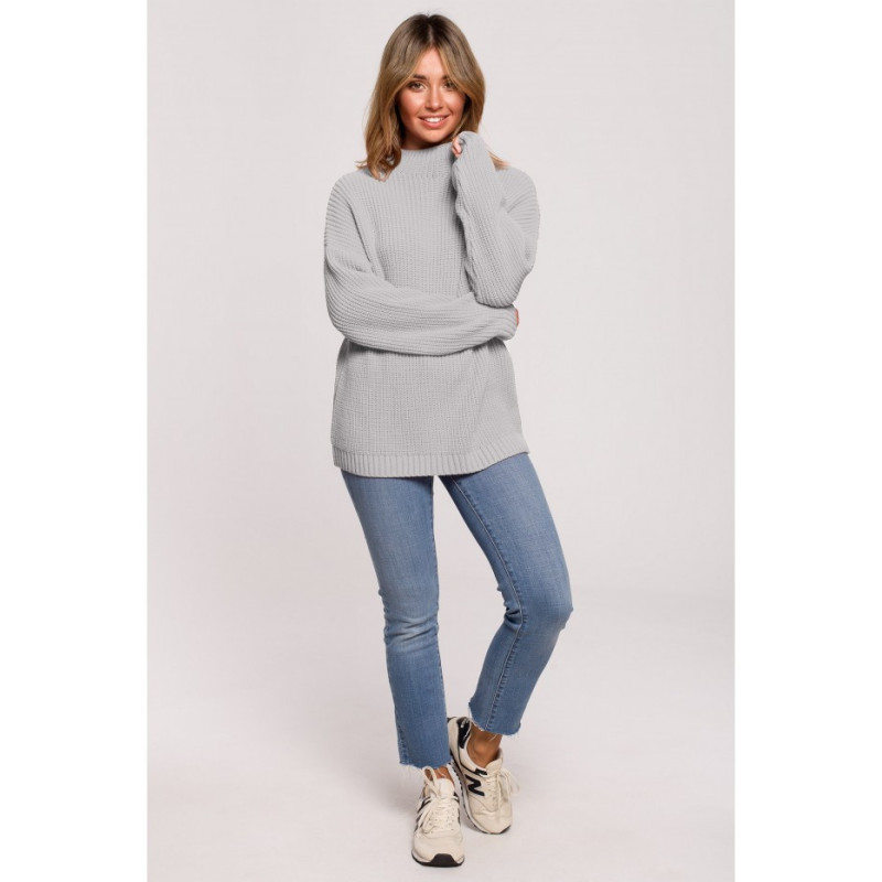 BK078 Sweater with half turtleneck - gray