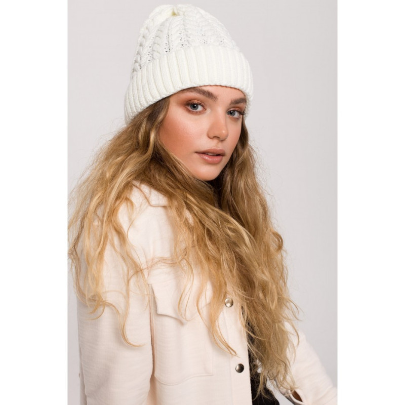 BK080 Braided hat with turn-up - ecru