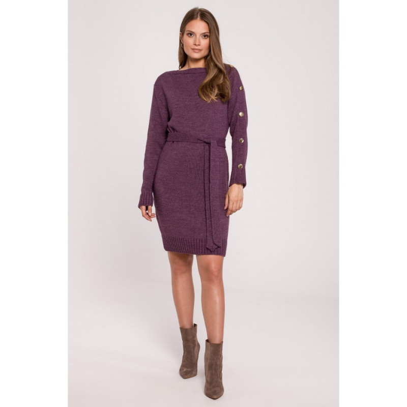 K123 Sweater dress with decorative buttons - purple