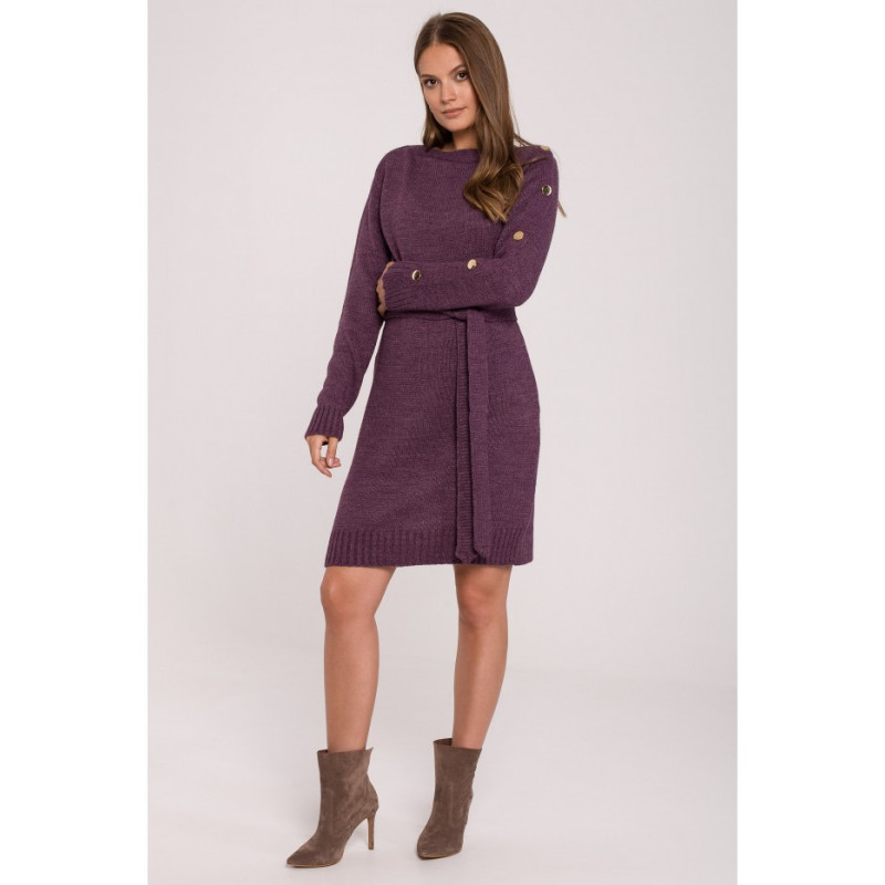 K123 Sweater dress with decorative buttons - purple