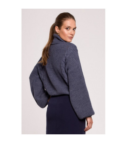 K124 Short turtleneck sweater - blue