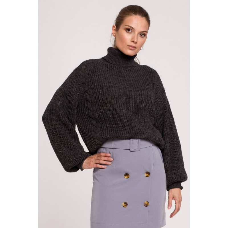 K124 Short turtleneck sweater - graphite