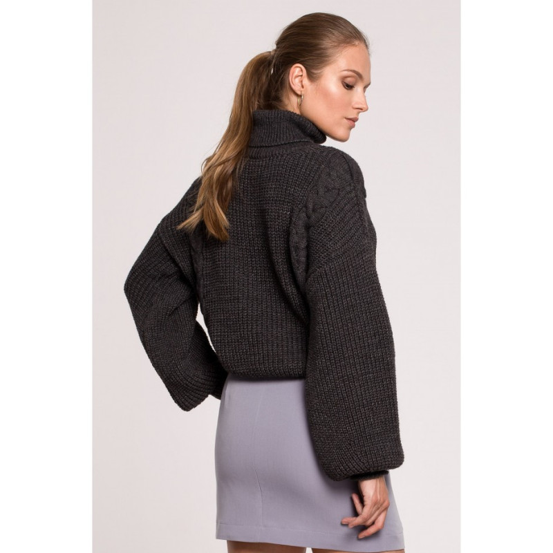 K124 Short turtleneck sweater - graphite