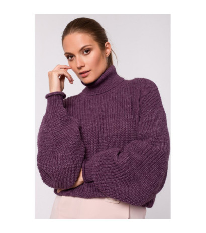 K124 Short turtleneck sweater - purple