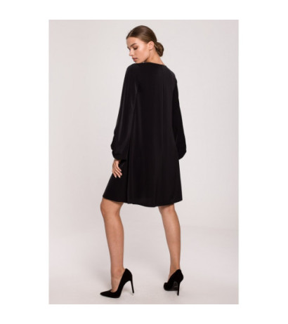 S273 Dress with wide sleeves and neckline - black