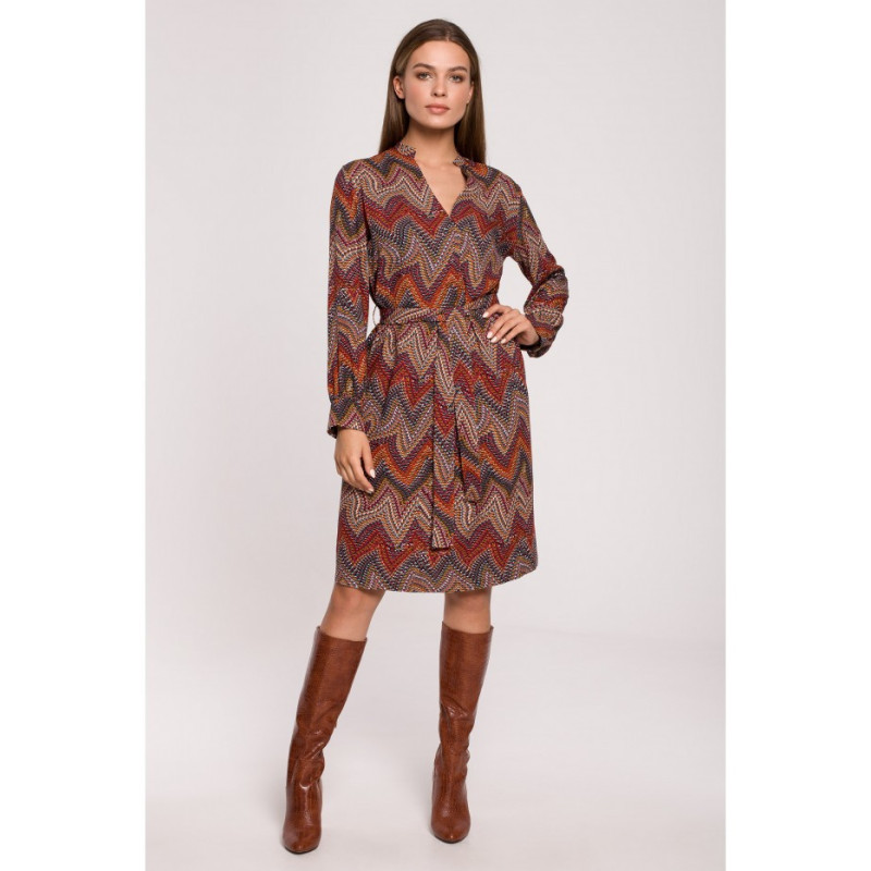 S287 Dress with Aztec pattern ties - model 1