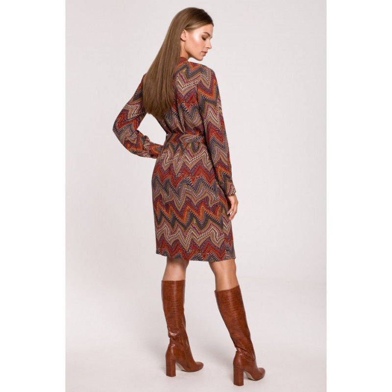 S287 Dress with Aztec pattern ties - model 1