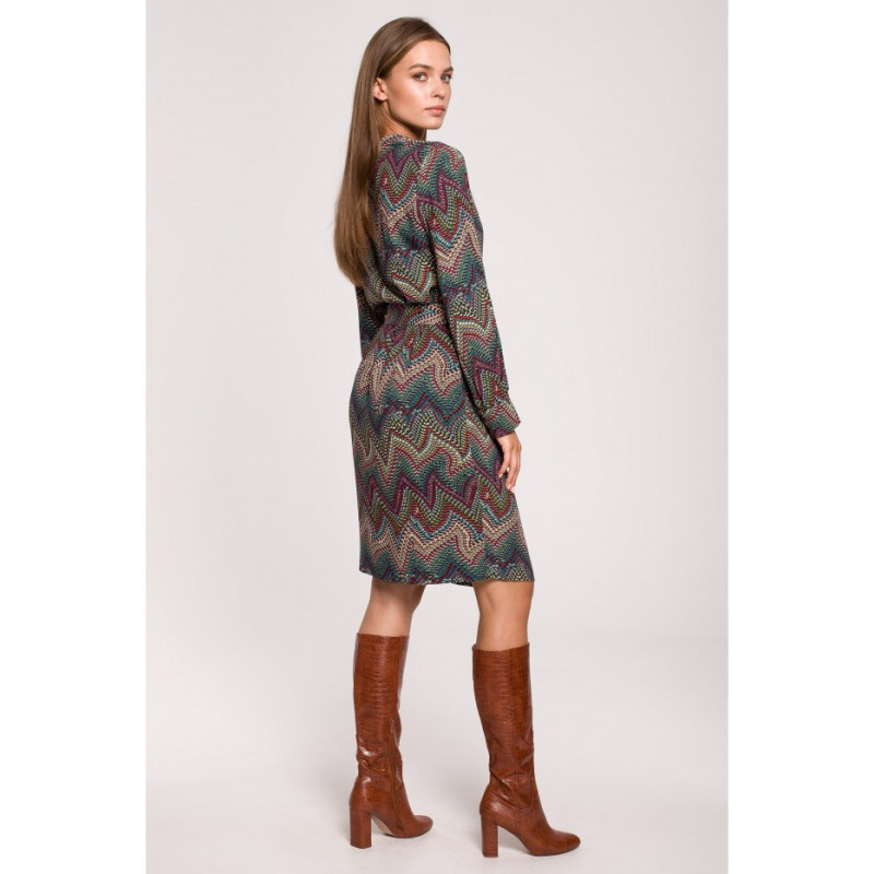 S287 Dress with Aztec pattern ties - model 2