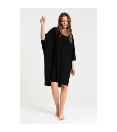 LA071 Nightgown with batwing sleeves - black