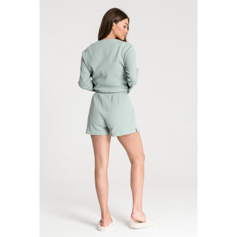 LA074 Wafer knit sleep shorts - sage