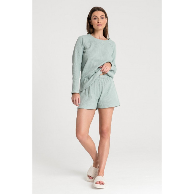 LA074 Wafer knit sleep shorts - sage