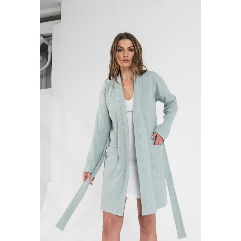 LA078 Wafer knit bathrobe - sage