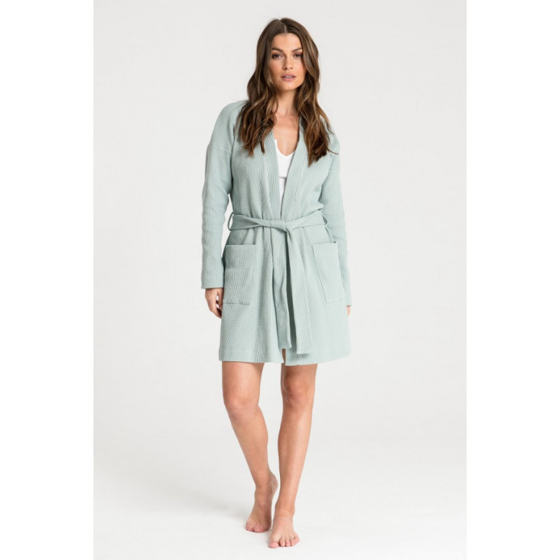 LA078 Wafer knit bathrobe - sage