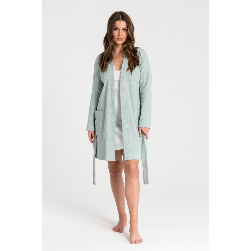 LA078 Wafer knit bathrobe - sage