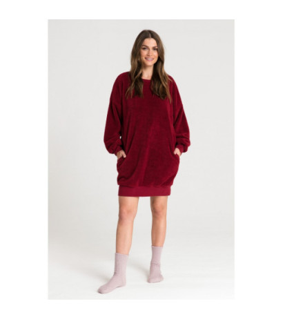 LA082 Plush tunic with neckline - maroon