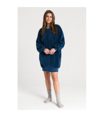 LA082 Plush tunic with neckline - navy blue